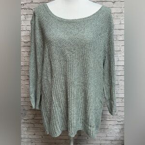 New York & Company Size XL Side Zipper Accent 3/4 Sleeve Light Blue Gray Sweater